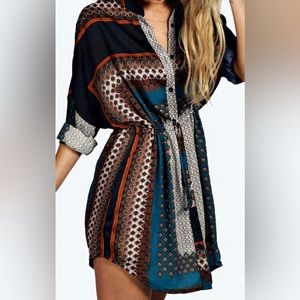 Boohoo Paisley Shirt dress size 10